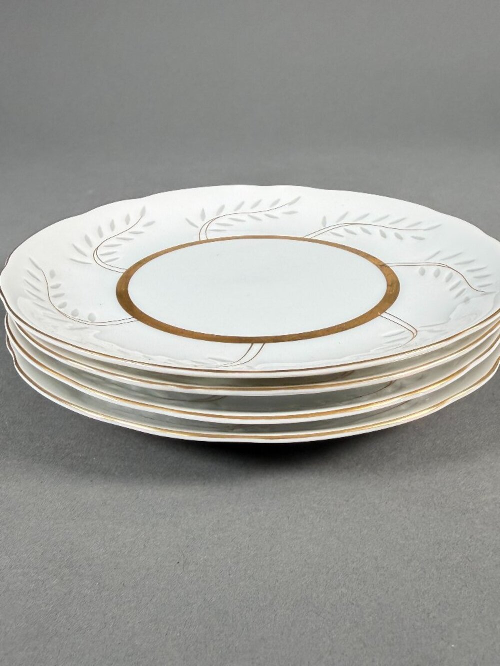 Set of 4 Vintage Seyei Regal China Pearl Rice Salad Plates 7.5” Japan Gold Trim